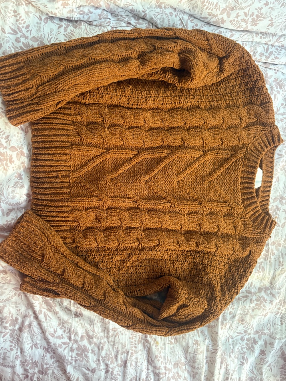 Pink Rose Classic Cable Knit Women's Sweater - Camel Brown